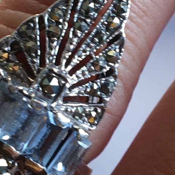 Sterling silver marcasite ring - Picture 5 of 6